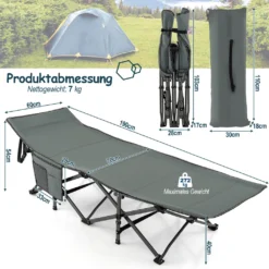 COSTWAY Klappbare Campingliege, Campingbett Feldbett Klappbett, Liege Bett Reiseliege Bis 400 Kg Belastbar, Einzelbett Faltbett Mit Seitentasche, Für Campingplatz, Strand Und Büro -Stil Beet Verkaufsgeschäft 4ccf2bf73322093abc95bda5651b6d47