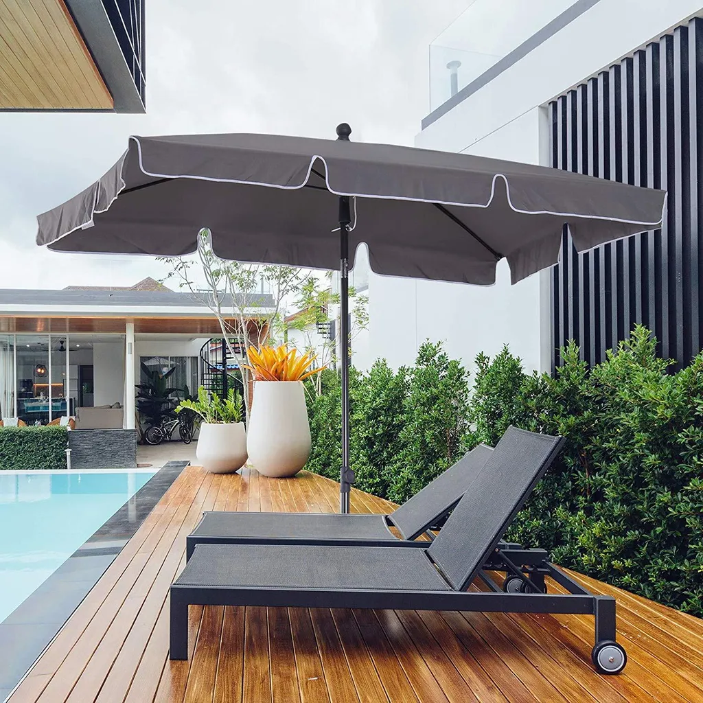 Outsunny Sonnenschirm Gartenschirm Strandschirm Balkonschirm Schirm Sonnenschutz Knickbar (Grau+Schwarz) 2 Outsunny Sonnenschirm Gartenschirm Strandschirm Balkonschirm Schirm Sonnenschutz Knickbar (Grau+Schwarz) - Image 2