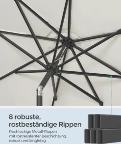 SONGMICS Sonnenschirm 300 Cm, UPF 50+, Beidseitig Um 30° Knickbar, Sonnenschutz, Mit Kurbel Zum Öffnen/Schließen, Beige GPU30BE 14 SONGMICS Sonnenschirm 300 Cm, UPF 50+, Beidseitig Um 30° Knickbar, Sonnenschutz, Mit Kurbel Zum Öffnen/Schließen, Beige GPU30BE -Stil Beet Verkaufsgeschäft 4d9ce25b53cc299f35126a2700ab44da