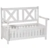 Outsunny Sitzbank Mit Stauraum 2-Sitzer Gartentruhe Truhenbank Kissentruhe Aufbewahrung Weiß 115 X 61 X 85 Cm