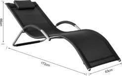 SoBuy OGS38-SCH Sonnenliege Gartenliege Relaxstuhl Liegestuhl Mit Kopfkissen Schwarz BHT Ca: 63x66x172cm -Stil Beet Verkaufsgeschäft 4e2aff4d2432fd43afd0f299ea14f439