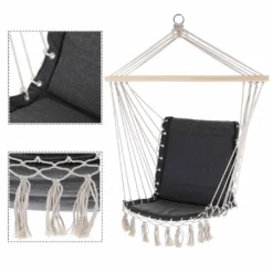Detex Hängesessel 150kg Hängesitz Sitzpolster Atmungsaktiv Boho Style Geflochten Hängestuhl Hängeschaukel Hängematte Outdoor Indoor Garten, Farbe:Grau -Stil Beet Verkaufsgeschäft 4e2ff35679b10e679edd1e352e14abf7