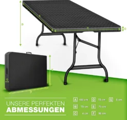 Tillvex Gartentisch Klappbar Rattan Optik 180x75cm | Buffettisch Mit Tragegriff | Klapptisch Für Garten Terrasse Und Balkon | Campingtisch 6 Personen -Stil Beet Verkaufsgeschäft 4e8e89dc846dd7f8bc2a7e973267988c