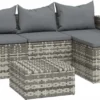 VidaXL 3-tlg. Garten-Lounge-Set Mit Kissen Grau Poly Rattan