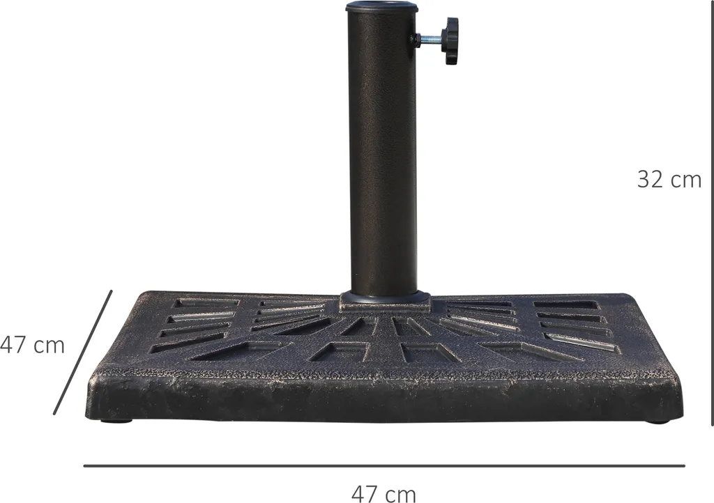 Outsunny Sonnenschirmständer 15 Kg Schirmhalter Regenschirm Base Für Ø38 Mm Ø48 Mm Kunstharz Schwarz 47 X47 X 32 Cm 2 Outsunny Sonnenschirmständer 15 Kg Schirmhalter Regenschirm Base Für Ø38 Mm Ø48 Mm Kunstharz Schwarz 47 X47 X 32 Cm - Image 2