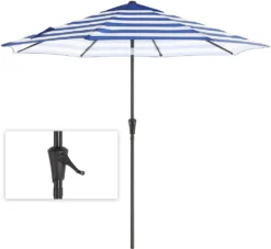 SONGMICS Sonnenschirm, Ø 290 Cm, Sonnenschutz, 8 Schirmrippen, UV-Schutz Bis UPF 50+, Knickbar, Mit Kurbel, Ohne Ständer, Outdoor, Garten, Balkon, Terrasse, Blau-weiß Gestreift GPU010Q01 -Stil Beet Verkaufsgeschäft 508712a0452a90a302cf8af718450be8