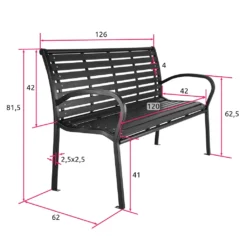 Tectake Gartenbank Pino 3-Sitzer 126x62x81,5cm - Schwarz -Stil Beet Verkaufsgeschäft 51afa6dba5add27d3eab9cb075cd3ad8