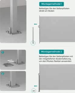 SONGMICS Seitenmarkise,Markise,160 X 350 Cm, Ausziehbar, Aus 220 G/m² Polyester, Sichtschutz, Sonnenschutz, Blickdicht, Seitenrollo, Für Balkon, Terrasse, Garten, Hellgrau ASG565G03 -Stil Beet Verkaufsgeschäft 52f831f0de6e0944b6a55a96ab7eaa6b