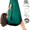 Topchances Kinder Therapie Schaukel, Indoor & Outdoor Kinder Schwingen Hängematte, Sensorisch Therapie Schwingen Sessel Für Autismus SPD ADHS Asperger Kinder Schaukelstühle-150 X 280CM,Dunkelgrün