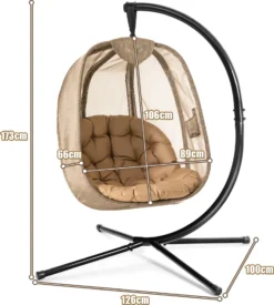 COSTWAY Hängesessel Mit Gestell & Sitzkissen, Hängestuhlgestell Mit Hängestuhl, Hängekorb Gestell Aus Stahl Bis 110kg Belastbar, Hängesesselgestell Für Terrasse Balkon, X-förmige Basis -Stil Beet Verkaufsgeschäft 54696bdbd69061ea6572f462b97df753