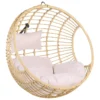 Hängesessel Beige Rattan Korbsessel Inkl. Kissen Outdoor Indoor Boho Stil