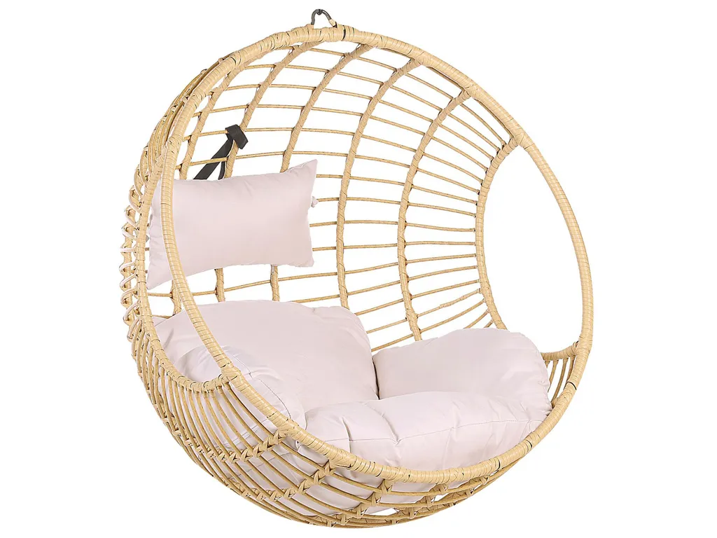 Hängesessel Beige Rattan Korbsessel Inkl. Kissen Outdoor Indoor Boho Stil 1 Hängesessel Beige Rattan Korbsessel Inkl. Kissen Outdoor Indoor Boho Stil