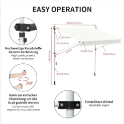 Mucola Klemmmarkise 250-120cm Creme Balkon Markise Sonnenschutz Terasse Fenstermarkise Balkonmarkise Sonnensegel Windschutz Rollo -Stil Beet Verkaufsgeschäft 5497436ba29c78132846b66429d5f1c7