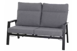 SIENA GARDEN Valencia Loungebank, Dunkelgrau, Pulverbesch. Aluminum/Textil 2x1, Ca.82x152x99cm, Inkl. Kissen
