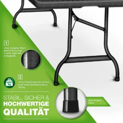 Tillvex Gartentisch Klappbar Rattan Optik 180x75cm | Buffettisch Mit Tragegriff | Klapptisch Für Garten Terrasse Und Balkon | Campingtisch 6 Personen -Stil Beet Verkaufsgeschäft 5717876ffa4881de1a77a643fe823e2c