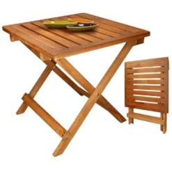 ECD Germany Gartentisch, 46x46x46 Cm, Braun, Aus Kiefernholz, Klappbar, Massiv, Für Ihren Balkon Terrasse Oder Garten, Holztisch Balkontisch Klapptisch Beistelltisch Campingtisch Tisch Gartenmöbel