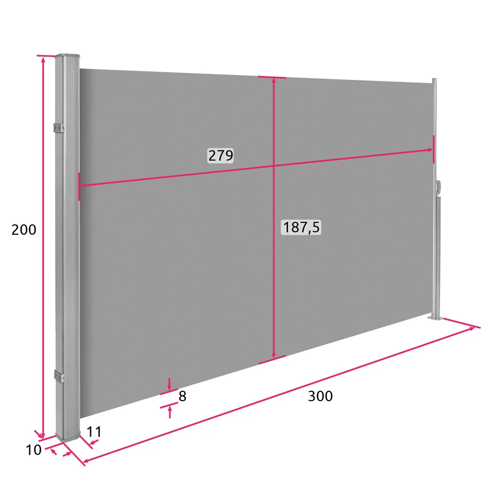 Tectake Aluminium Seitenmarkise Ausziehbar Mit Aufrollmechanismus - 200 X 300 Cm, Grau 1 Tectake Aluminium Seitenmarkise Ausziehbar Mit Aufrollmechanismus - 200 X 300 Cm, Grau