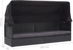 VidaXL Outdoor-Sofabett Mit Sonnendach Poly Rattan Schwarz 11 VidaXL Outdoor-Sofabett Mit Sonnendach Poly Rattan Schwarz -Stil Beet Verkaufsgeschäft 58302175f9dd045bfa484b91485ac181