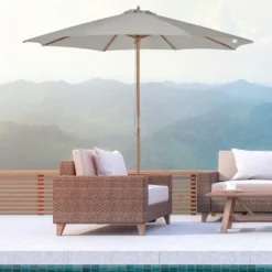Outsunny Holz Sonnenschirm Holzschirm Gartenschirm Balkonschirm 3m Grau -Stil Beet Verkaufsgeschäft 59312361f62e3173b760c1f331e19caa