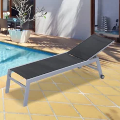 Outsunny Sonnenliege, Gartenliege, 5-stufige Rückenlehne, Aluminium, Schwarz, 169 X 65 X 102 Cm -Stil Beet Verkaufsgeschäft 59ce5db72f0c8cae1a3f9caff53f7c0b