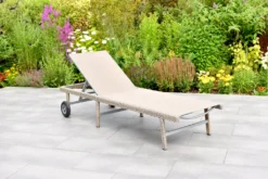 Merxx Aktionsliege "Navarra" - Aluminiumgestell Mit Kunststoffgeflecht Steinbeige, Inkl. Auflage -Stil Beet Verkaufsgeschäft 5a32cc51bab2a2c7d384c31fdda53dfa