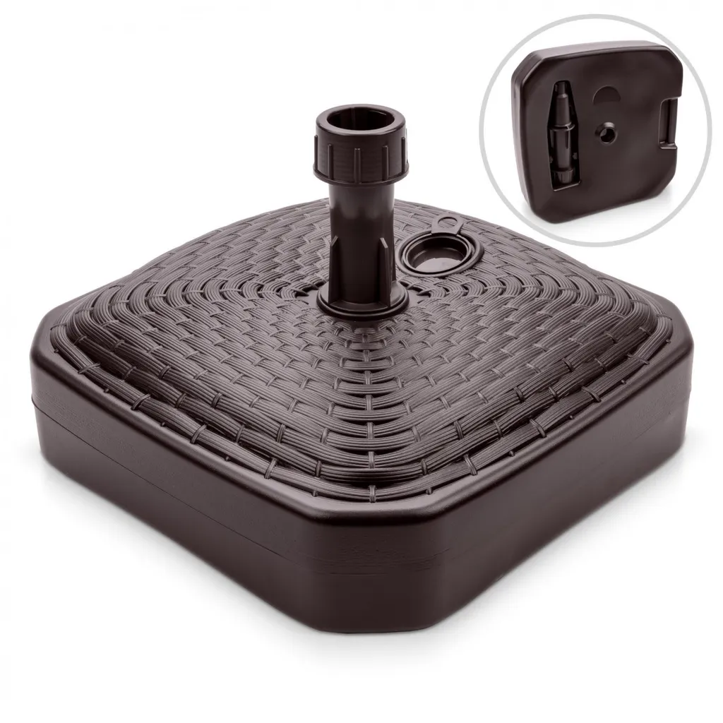 Sonnenschirmständer Rattanoptik - Eckig - Braun - 390 X 390 X 130 Mm 2 Sonnenschirmständer Rattanoptik - Eckig - Braun - 390 X 390 X 130 Mm - Image 2