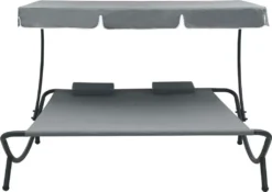 VidaXL Garten-Sonnenliege Mit Sonnendach Und Kissen Grau -Stil Beet Verkaufsgeschäft 5bd9970e262a95e7c5c79abc97070be1