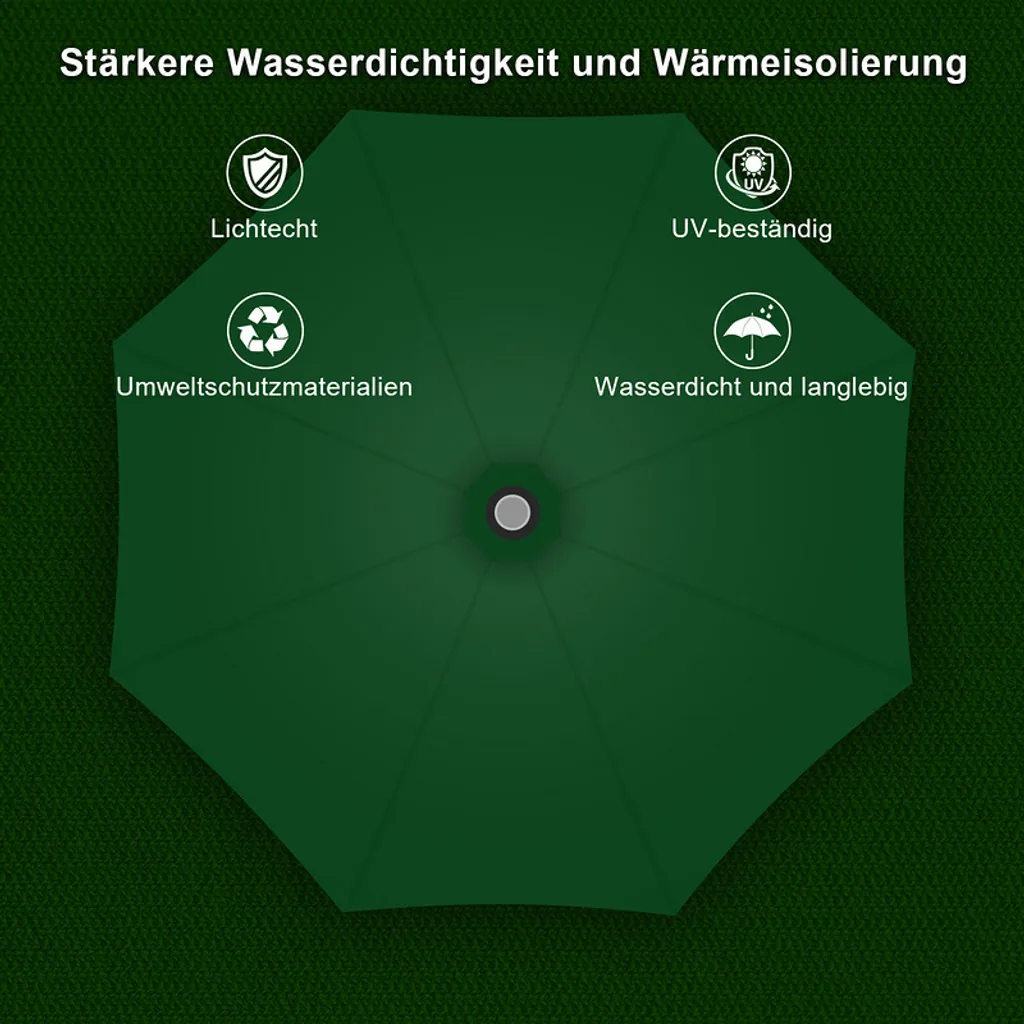 Lospitch 3.5m Sonnenschirm Gartenschirm Wasserabweisend Terrassenschirm UV40+ Mit Handkurbel Balkon Marktschirm,Grün,3.5m 6 Lospitch 3.5m Sonnenschirm Gartenschirm Wasserabweisend Terrassenschirm UV40+ Mit Handkurbel Balkon Marktschirm,Grün,3.5m - Image 6