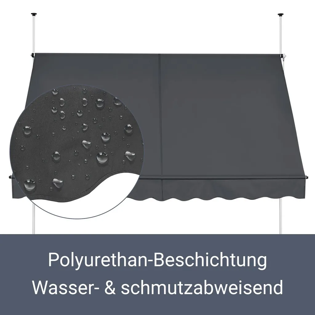 Juskys Klemmmarkise 250 X 120 Cm Mit Handkurbel - Markise Ohne Bohren - Höhenverstellbar, UV-beständig & Wasserabweisend - Balkonmarkise Balkon Grau 5 Juskys Klemmmarkise 250 X 120 Cm Mit Handkurbel - Markise Ohne Bohren - Höhenverstellbar, UV-beständig & Wasserabweisend - Balkonmarkise Balkon Grau - Image 5