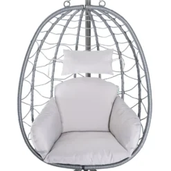 Juskys Hängesessel Aria Mit Kissen - Höhenverstellbar & Faltbar - Polyrattan Hängeschaukel Outdoor & Indoor - Korbhängesessel Silber Bis 130kg -Stil Beet Verkaufsgeschäft 5cb0da1d7598ee2d6f7996eb9b572ace