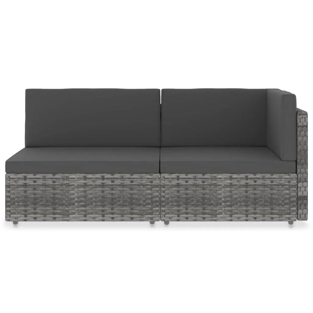 VidaXL Modulares 2-Sitzer-Sofa Poly Rattan Grau 5 VidaXL Modulares 2-Sitzer-Sofa Poly Rattan Grau - Image 5