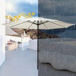 EINFEBEN 3.5m Sonnenschirm Marktschirm Mit Handkurbel UV40+ Outdoor-Schirm Terrassen Gartenschirm,Beige -Stil Beet Verkaufsgeschäft 5db53759fdc020d43753feef94543835