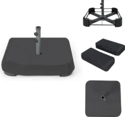 COSTWAY Sonnenschirmständer Mit Sandsäcken (90 Kg Füllkapazität), 2 Feststellknöpfen, Sonnenschirm Ständer Befüllbar, Schirmständer Marktschirmständer Für Terrasse, Garten