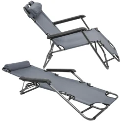 Campingstuhl Liegestuhl Freizeitliege Sonnenliege Strandliege Campingliege Klappliege Liege 153cm | Grau -Stil Beet Verkaufsgeschäft 5eefb6c76d522ea3824f8c82a1789721