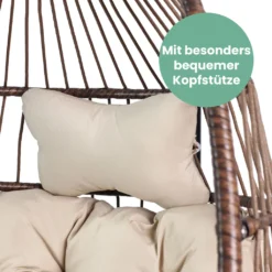 VITA5 Hängesessel Mit Gestell - Bequemer Hängekorb Sessel Zum Entspannen - Einzigartiger Hängesessel Indoor Und Outdoor - Boho Egg Schaukel Für Terrasse, Kinderzimmer, Leseecke - 150kg Tragkraft, Beige -Stil Beet Verkaufsgeschäft 5f8e9a151224cc334caea97457012bf0