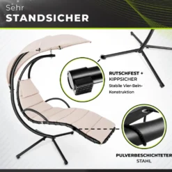 Tillvex Hängeliege Beige Mit Gestell Schwebeliege Schwingliege Gartenliege Sonnenliege Garten -Stil Beet Verkaufsgeschäft 5f920da7f985c7551b39bcab3bc23bcb