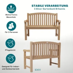 KMH® TEAK 3-sitzer Bank *Britannia* 8 KMH® TEAK 3-sitzer Bank *Britannia* -Stil Beet Verkaufsgeschäft 5fe9ec69a80364ded17b1787d3321871