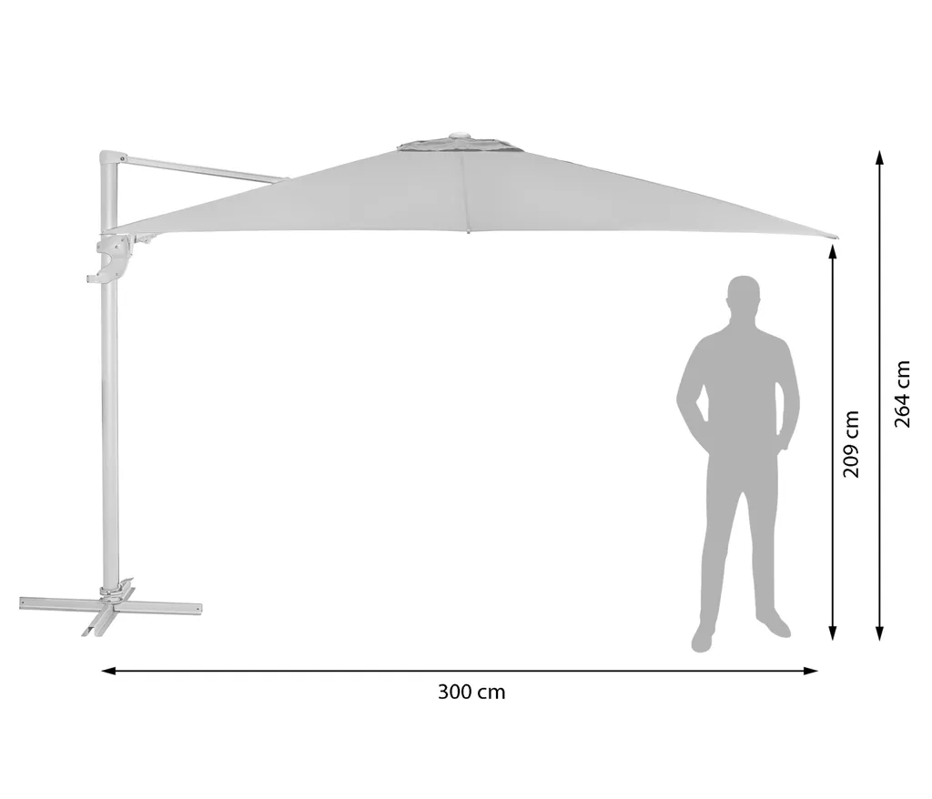 Dehner Ampelschirm Zypern, Eckig, Mit UV-Schutz 80+, 264 X 300 X 300 Cm, Aluminium/Polyester/Stahl, Dunkelblau 6 Dehner Ampelschirm Zypern, Eckig, Mit UV-Schutz 80+, 264 X 300 X 300 Cm, Aluminium/Polyester/Stahl, Dunkelblau - Image 6