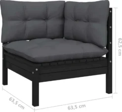 VidaXL 3-tlg. Garten-Lounge-Set Mit Kissen Schwarz Kiefer Massivholz -Stil Beet Verkaufsgeschäft 609e703bd828a5708c97bd57c0a89178