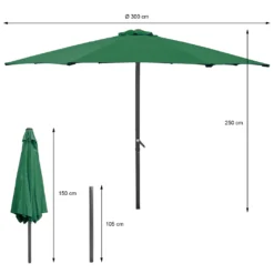 Wohaga® Sonnenschirm 'Sydney' Ø3xH2,5m Grün -Stil Beet Verkaufsgeschäft 61e0af934770e9938cc4ba34c8ab87ac