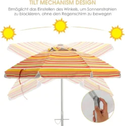 COSTWAY 200cm Sonnenschirm Marktschirm Gartenschirm Neigbar Alu Terrassenschirm Mit Tragetasche Für Garten, Strand, Outdoor -Stil Beet Verkaufsgeschäft 624573abd574bf5143aa23677d54275c