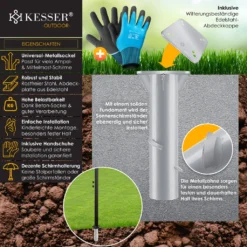 KESSER® Metall Universal Bodenplatte Sonnenschirmständer Für Sonnenschirm - Ampelschirm - Kurbelschirm | Bodenanker, Inkl. Handschuhe | 16 X 16 Cm, , Farbe:Silber 11 KESSER® Metall Universal Bodenplatte Sonnenschirmständer Für Sonnenschirm - Ampelschirm - Kurbelschirm | Bodenanker, Inkl. Handschuhe | 16 X 16 Cm, , Farbe:Silber -Stil Beet Verkaufsgeschäft 625ac0bef11fb12400b93bf351fccb7d