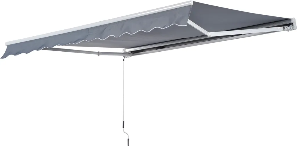 Outsunny Markise Gelenkarmmarkise Sonnenschutz 3,5x2,5m Mit Handkurbel Grau Alu+Polyester 5 Outsunny Markise Gelenkarmmarkise Sonnenschutz 3,5x2,5m Mit Handkurbel Grau Alu+Polyester - Image 5