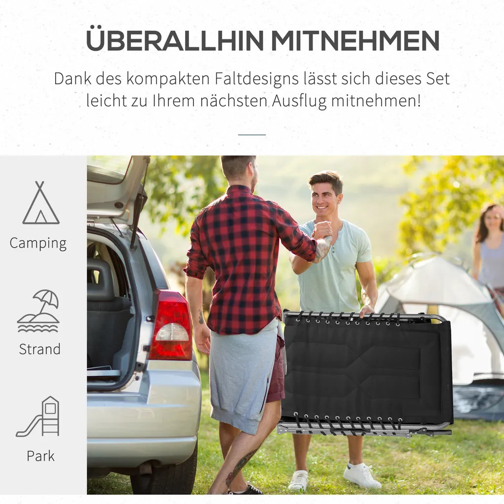 Outsunny Sonnenliege Faltbar Gartenliege Klappliege Mit Kissen Garten 5-stufige Rückenlehne Verstellbar Stahl Oxford-Stoff Schwarz 188 X 57 X 30 Cm 7 Outsunny Sonnenliege Faltbar Gartenliege Klappliege Mit Kissen Garten 5-stufige Rückenlehne Verstellbar Stahl Oxford-Stoff Schwarz 188 X 57 X 30 Cm - Image 7
