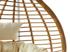 Mirjan24 Hängesessel Bali, Stilvoll Hängekorb, Gartensessel Mit Stahlskelett, Rattan, Kokon (Schwarz / Natur + Grau Kissen) -Stil Beet Verkaufsgeschäft 62b20215bd6d59bcc805518323785863