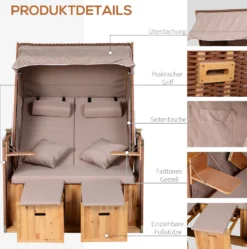 Outsunny Strandkorb Volllieger Gartenliege Getrankehaltern PE Rattan Beige 118 X 79 X 50 Cm -Stil Beet Verkaufsgeschäft 634cfe93f50e8382ec7a7ff687f68566