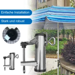 Hikeren Sonnenschirmhalter Klemme, Metall Balkonschirmhalter Schirmständer Für Balkon, Terrasse Oder Tischzaun Sonnenschirmklemme -Stil Beet Verkaufsgeschäft 63f2b55cc94710006e423d7be99d29d3