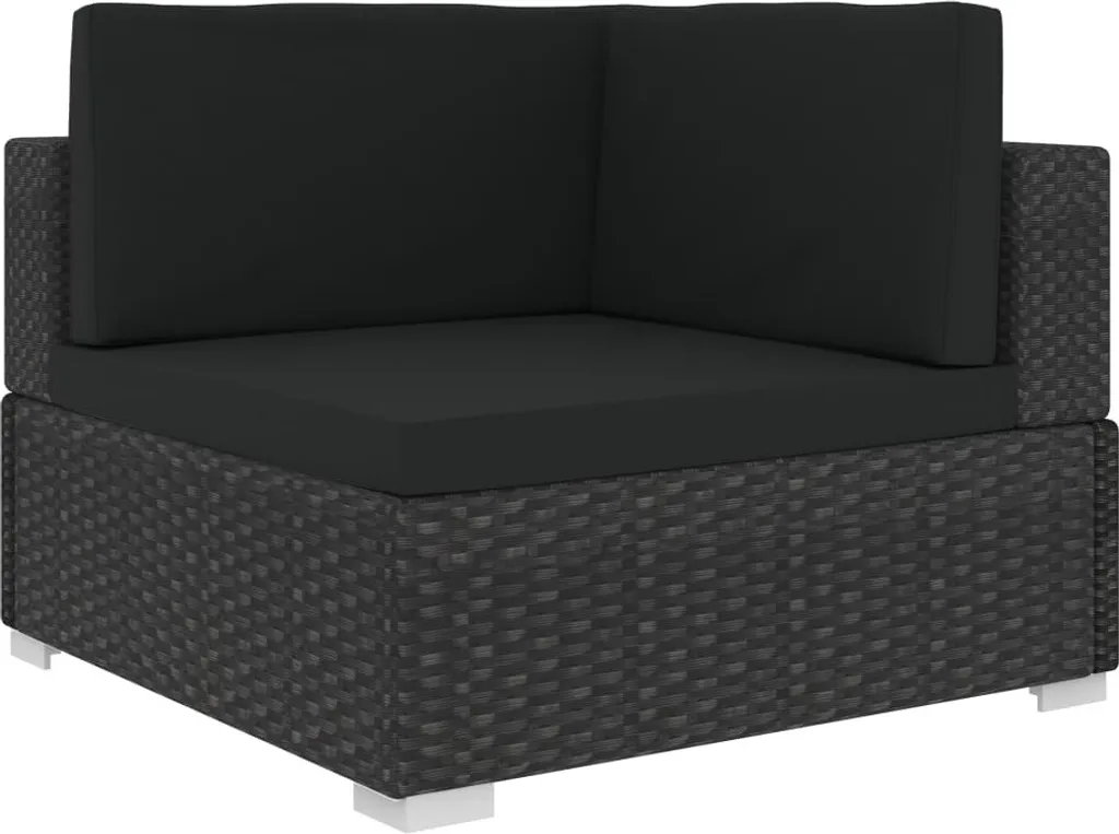 VidaXL Ecksofas 2 Stk. Mit Auflagen Poly Rattan Schwarz 4 VidaXL Ecksofas 2 Stk. Mit Auflagen Poly Rattan Schwarz - Image 4