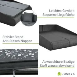 Juskys Polyrattan Sonnenliege Mykonos – XXL Outdoor Doppelliege Mit Polster Kissen In Grau Waschbar – Für Garten & Balkon – Gartenliege Sonneninsel -Stil Beet Verkaufsgeschäft 645fd16d951847b88aeb07b8ec150349