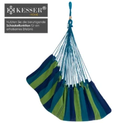 KESSER® Hängestuhl Hängesessel Hängeschaukel Textil Hängesitz Holz Querstrebe Indoor Outdoor Bis 150 Kg Wetterfest UV Beständig , Waschbar , Farbe:Blau -Stil Beet Verkaufsgeschäft 646f72004d02763a377ef1e080ee8af1